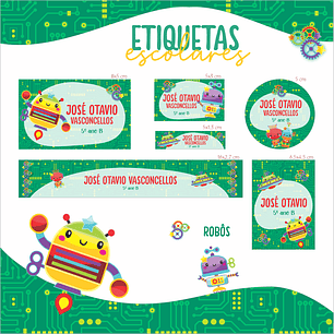 Arquivo Etiquetas Escolar Robôs