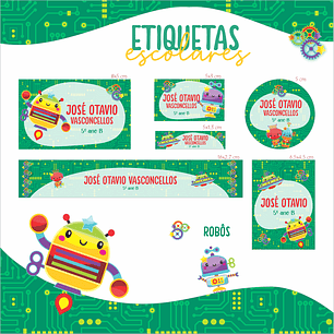 Arquivo Etiquetas Escolar Robôs