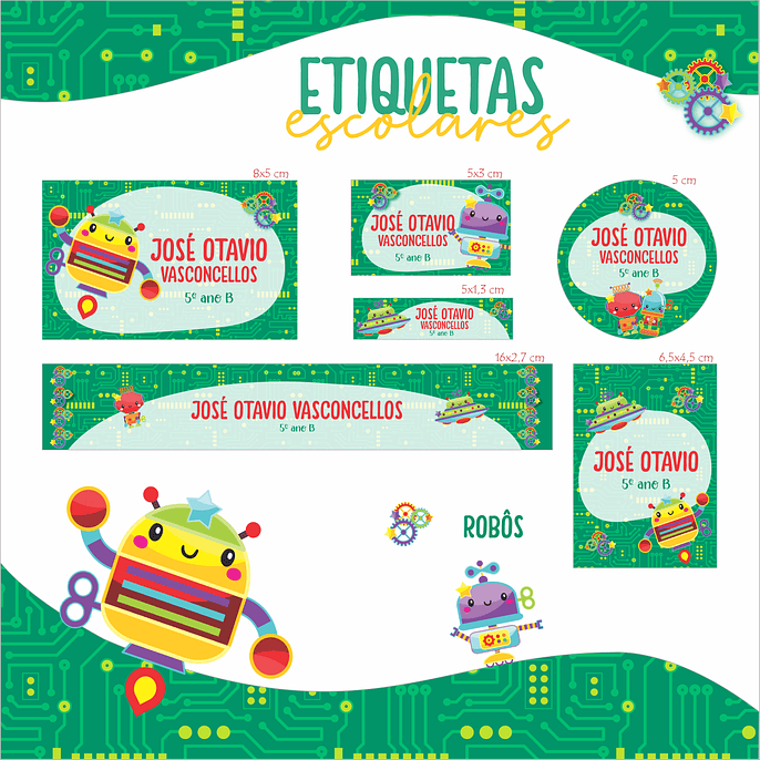 Arquivo Etiquetas Escolar Robôs 1