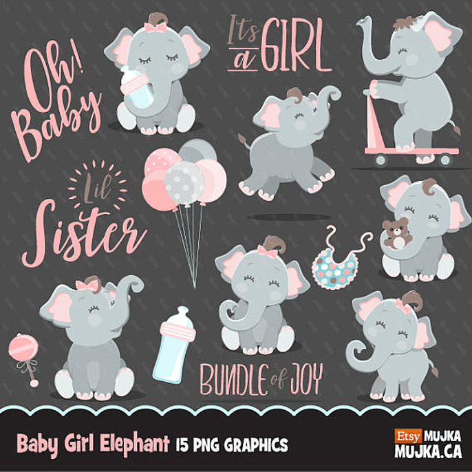 Kit Digital Elefante Baby Rosa 1