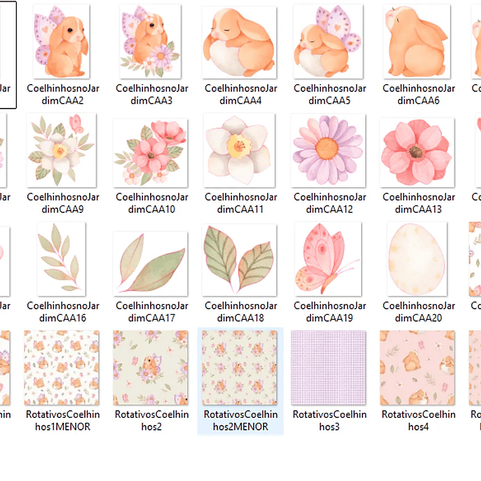 Kit Digital Coelhinhos no Jardim - Com Amor Aquarela 2