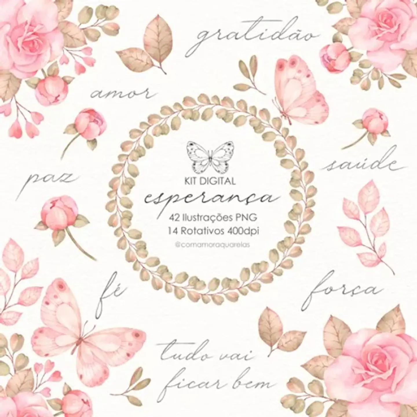 Kit Digital Esperança - Com Amor Aquarela 1