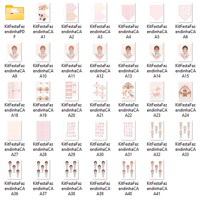 Kit Digital Fazendinha Menina - Com Amor Aquarela 3