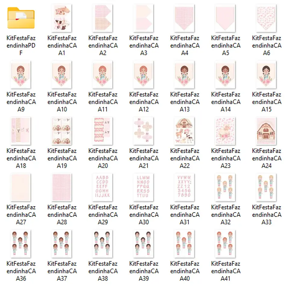 Kit Digital Fazendinha Menina - Com Amor Aquarela 3