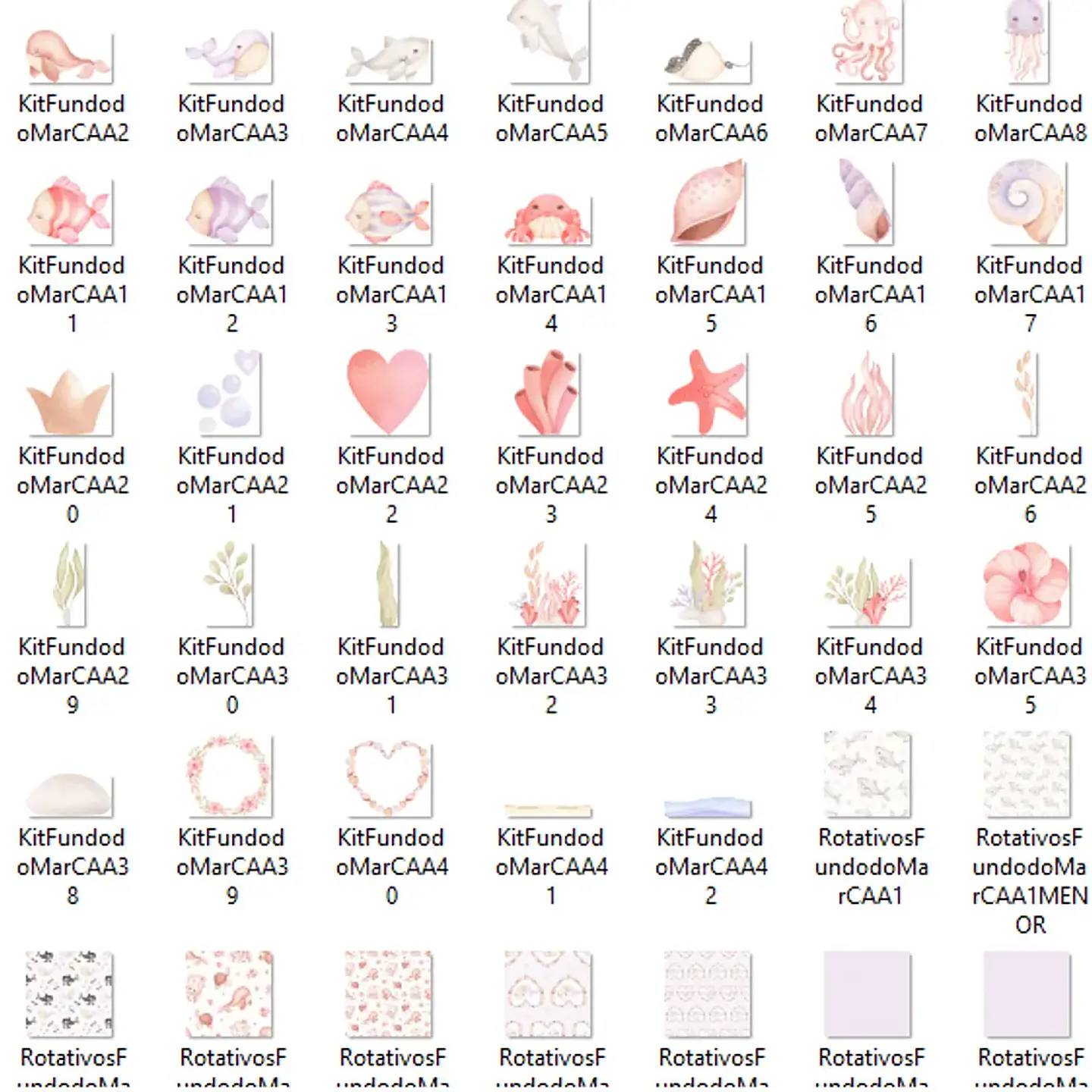 Kit Digital Fundo do Mar Aquarela - Com Amor Aquarela 2