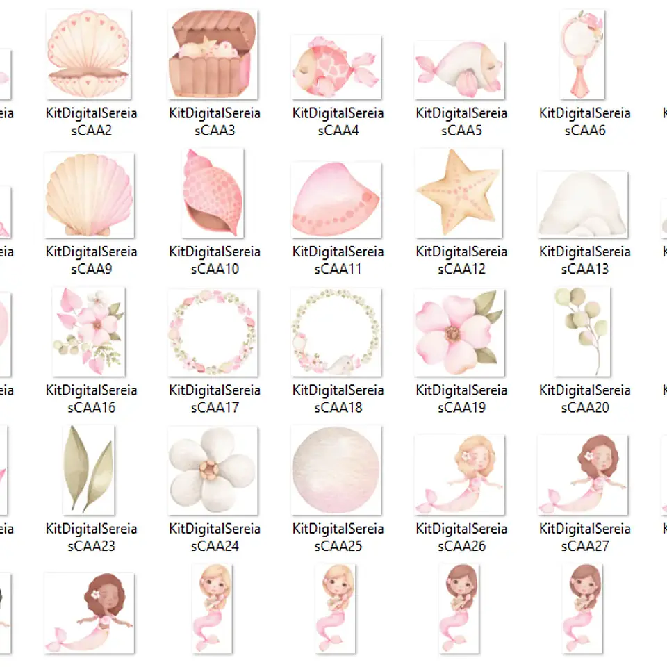 Kit digital Sereias - Com Amor Aquarela 3