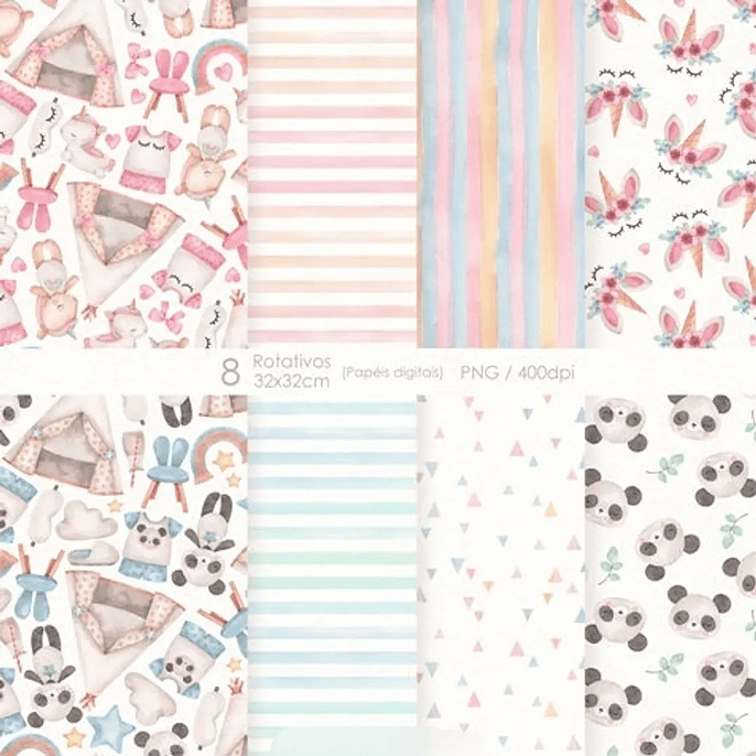 Kit Digital Festa do Pijama Aquarela - com amor aquarelas 2