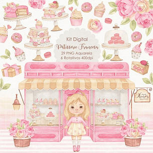 Kit Digital Patisserie - Com Amor Aquarela