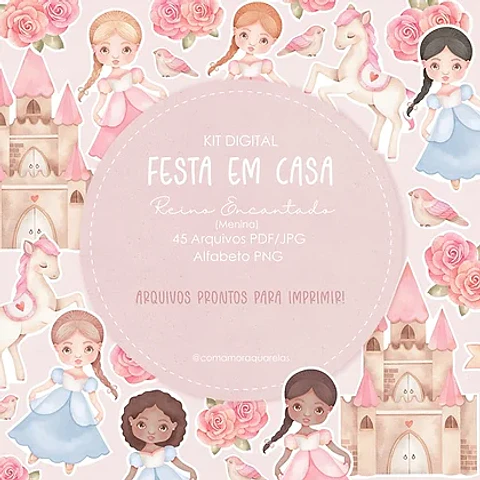 Kit Digital Reino Encantado - Com Amor Aquarela