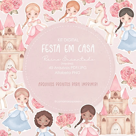 Kit Digital Reino Encantado - Com Amor Aquarela 1