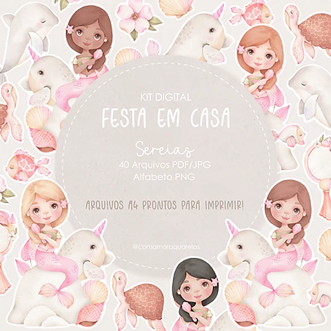 Kit Digital Sereias - Com Amor Aquarela