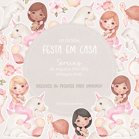 Kit Digital Sereias - Com Amor Aquarela 1