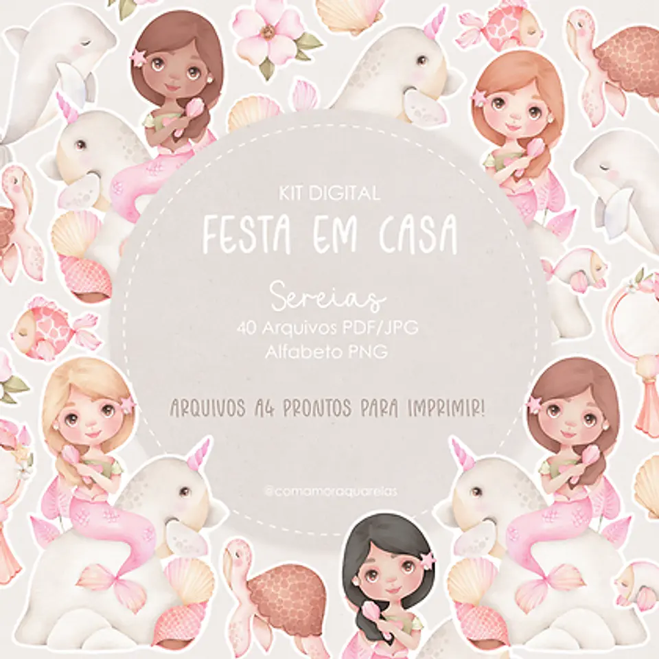 Kit Digital Sereias - Com Amor Aquarela 1