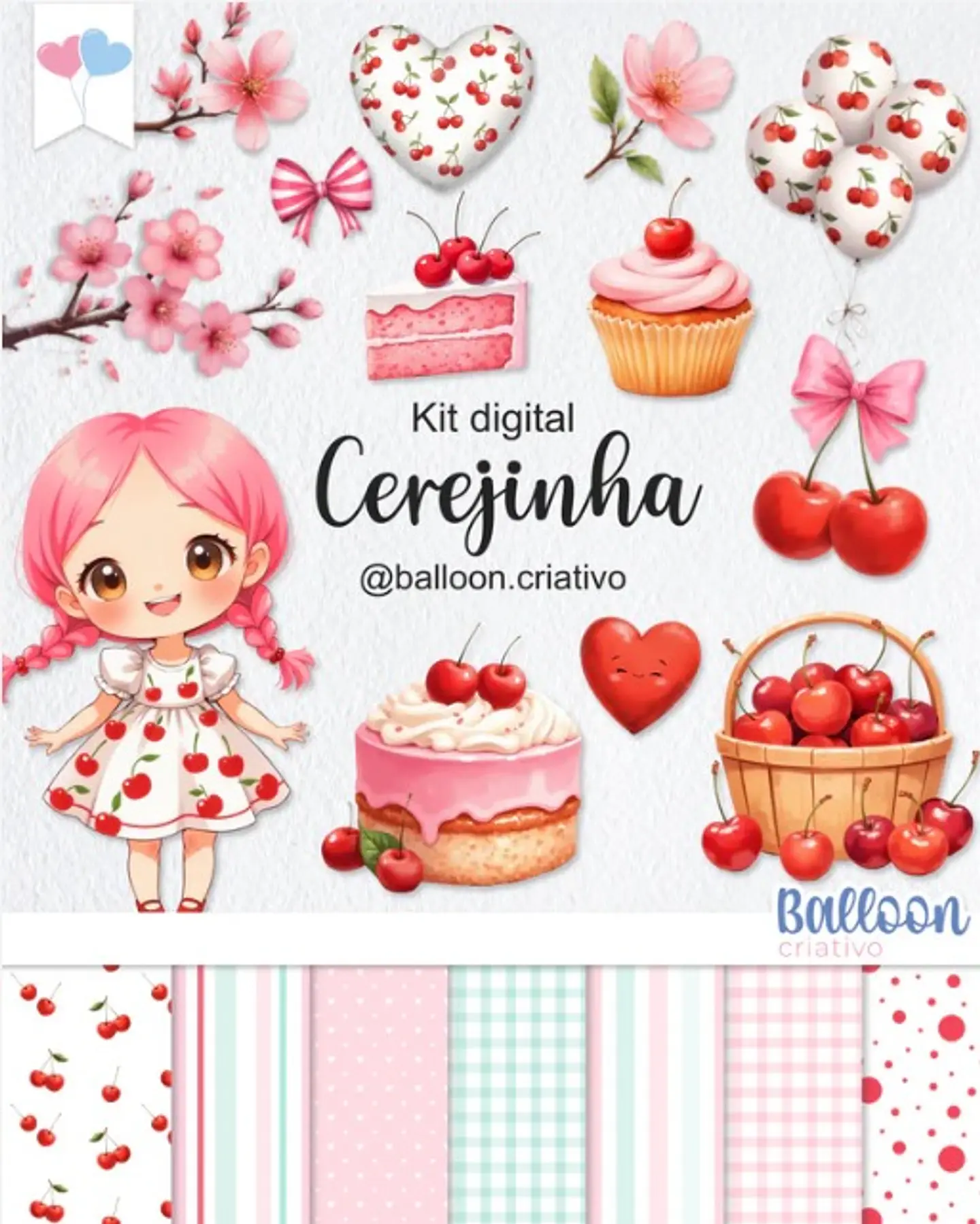 Kit Digital Cerejinha - BALLON CRIATIVO 1