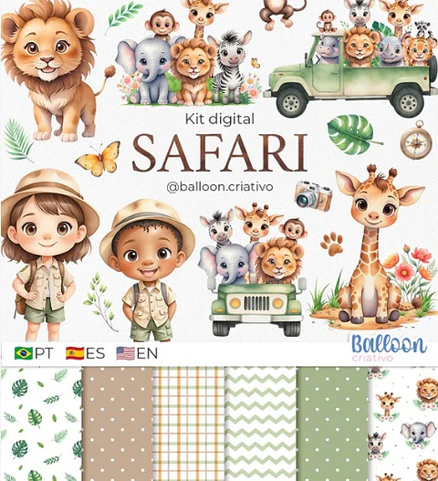 Kit Digital Safari - BALLON CRIATIVO
