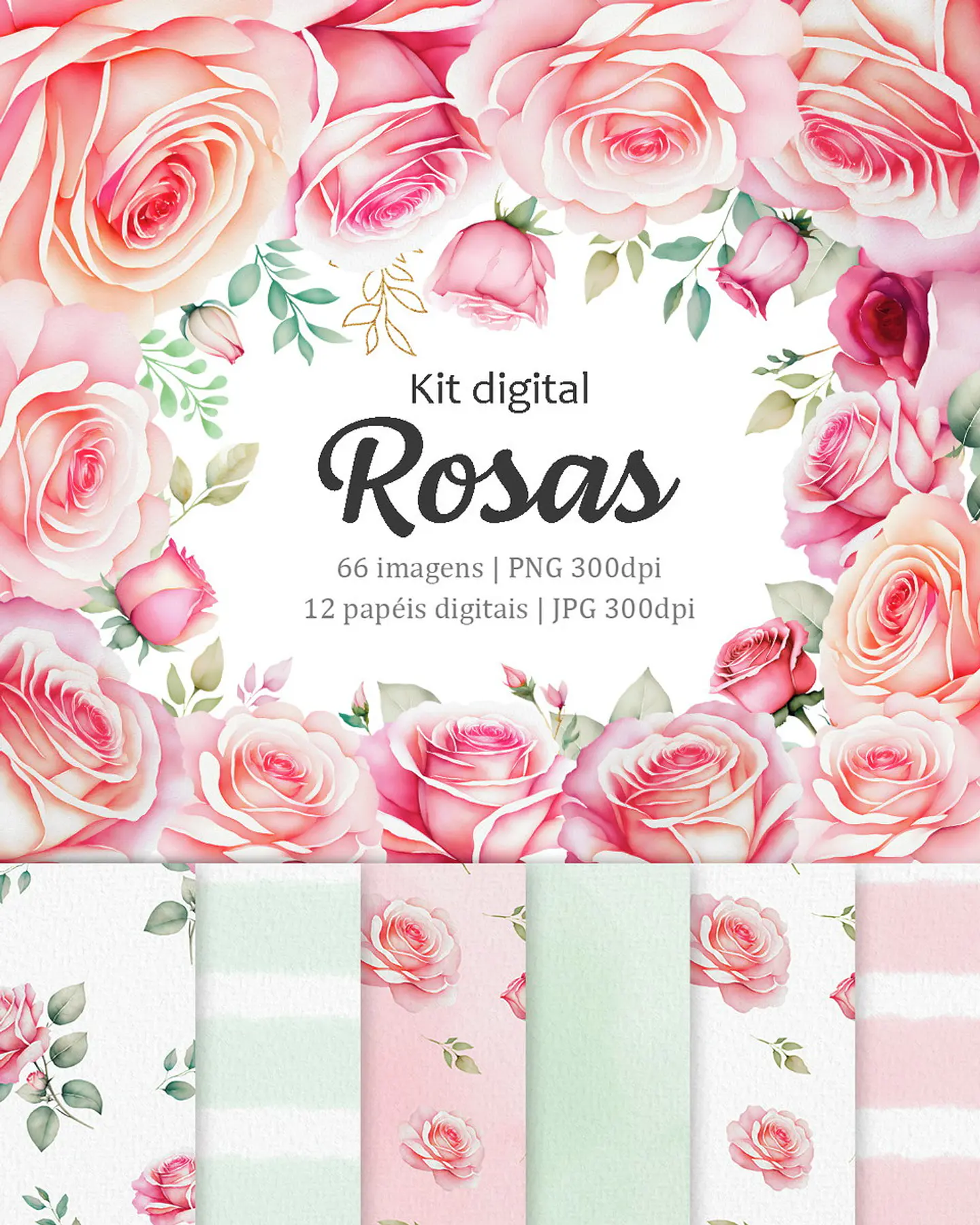 Kit Digital Rosas - BALLON CRIATIVO 1