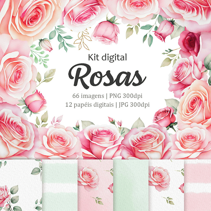 Kit Digital Rosas - BALLON CRIATIVO 1