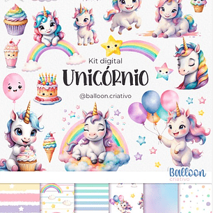 Kit Digital Unicórnio - BALLON CRIATIVO