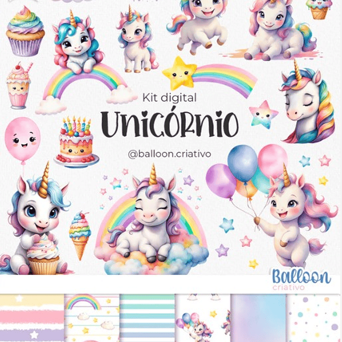 Kit Digital Unicórnio - BALLON CRIATIVO 1