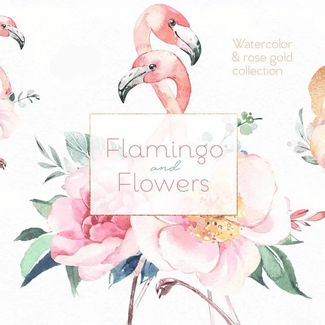 Kit Digital Flamingos Rosas 1