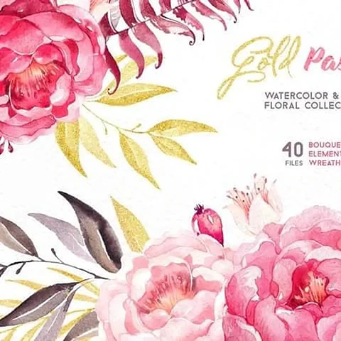 Kit Digital Flores Gold