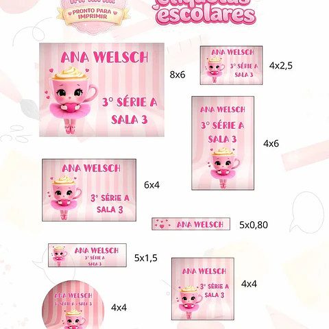 Arquivo Etiqueta Escolar Ballerina Cappucina