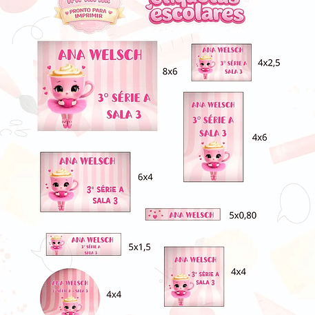Arquivo Etiqueta Escolar Ballerina Cappucina 1