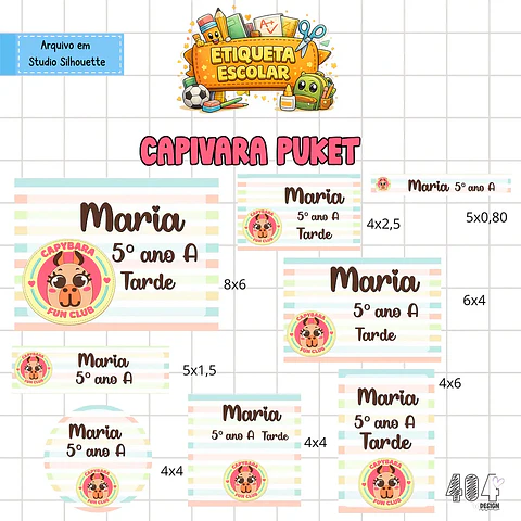 Arquivo Etiqueta Escolar Capivara Puket