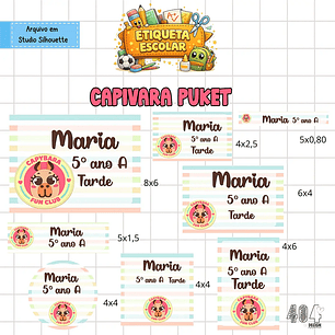 Arquivo Etiqueta Escolar Capivara Puket