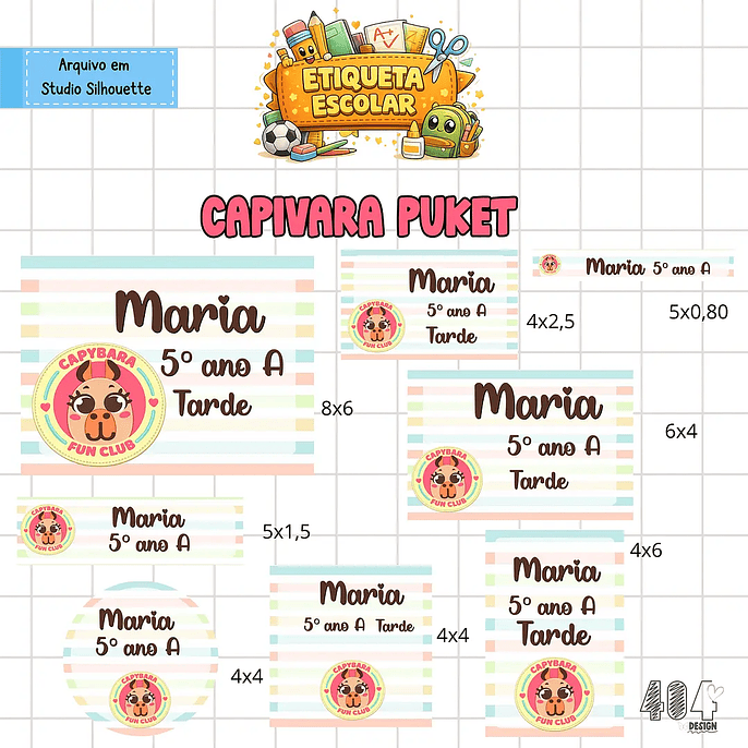 Arquivo Etiqueta Escolar Capivara Puket 1