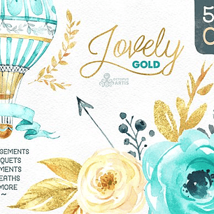 Kit Digital Balao com Flores Azul