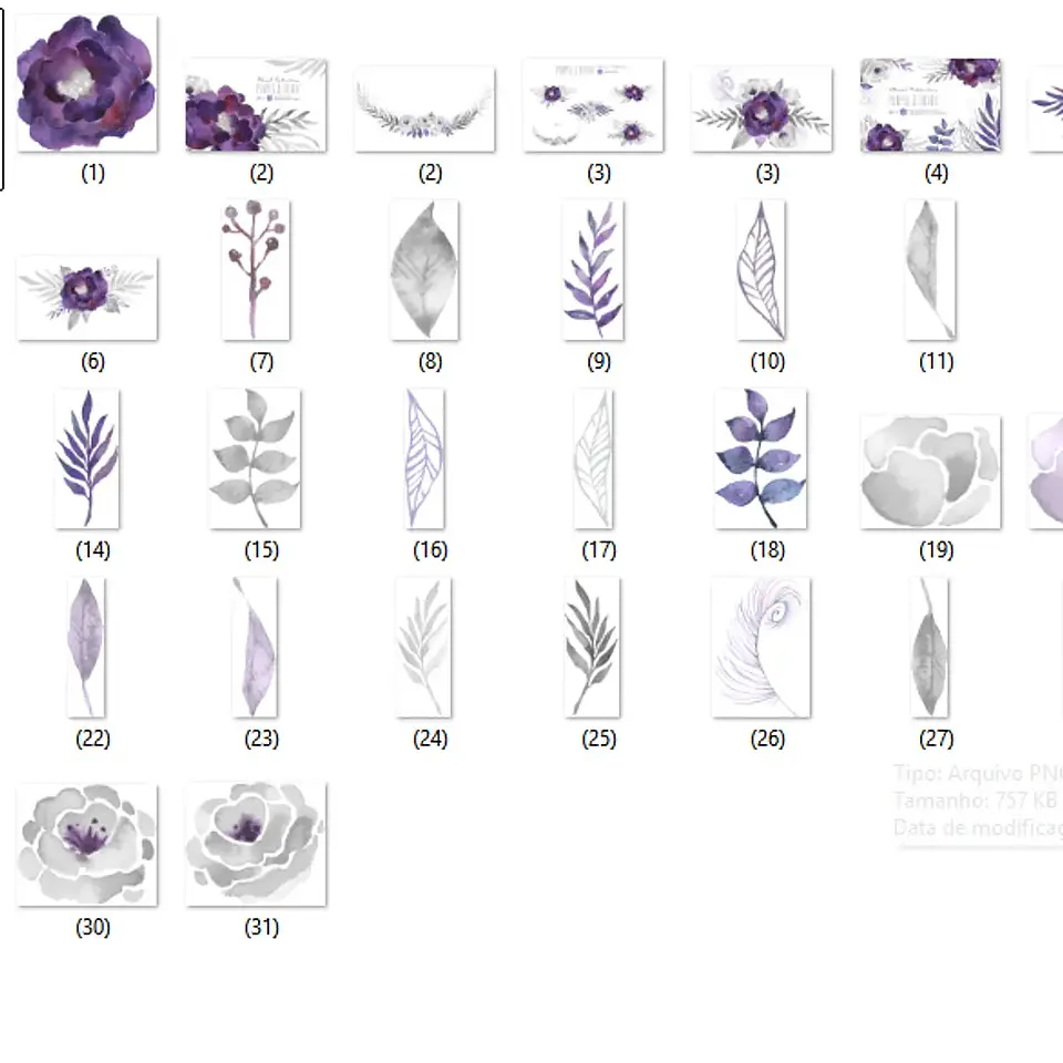 Kit Digital Flores Roxas 2