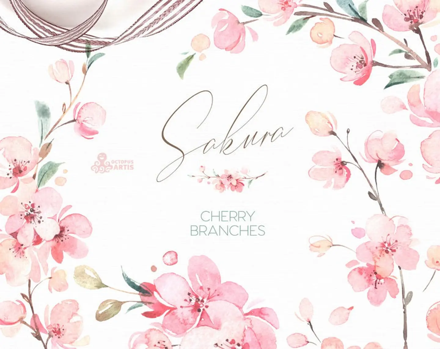 Kit Digital Ramos de Cereja Sakura 1