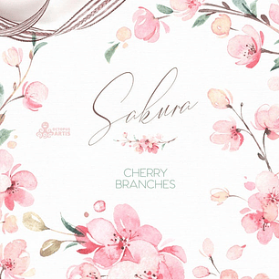 Kit Digital Ramos de Cereja Sakura