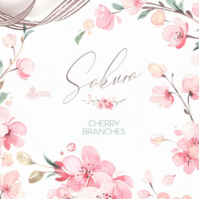Kit Digital Ramos de Cereja Sakura 1
