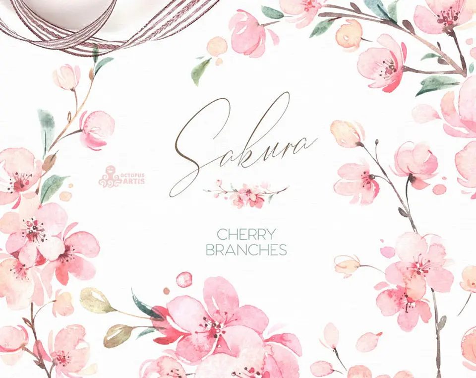 Kit Digital Ramos de Cereja Sakura 1