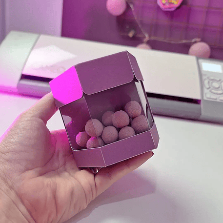 Arquivo de corte caixa mini hexa visor - Pomposa 1