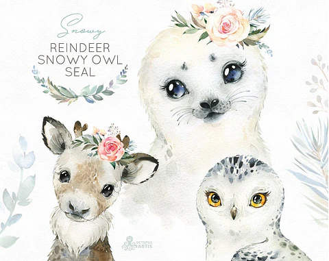 Kit Digital Animais da neve