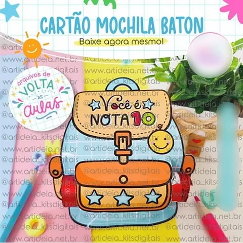 Arquivo Volta ás Áulas Cartão Mochilha Baton
