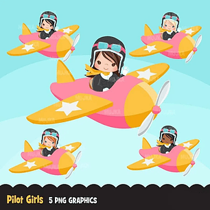 Kit Digital Avião Menina