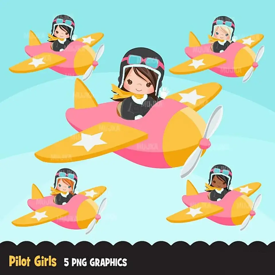 Kit Digital Avião Menina 1