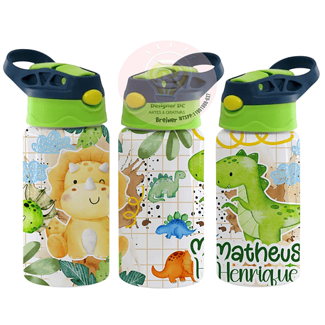 Arquivo Sublimação Volta ás Áulas Squeeze Dino 1