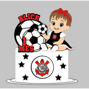 Arquivo Topo de Bolo Corinthians Bebê Menina Segurando Bola