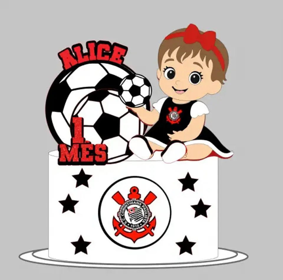 Arquivo Topo de Bolo Corinthians Bebê Menina Segurando Bola 1