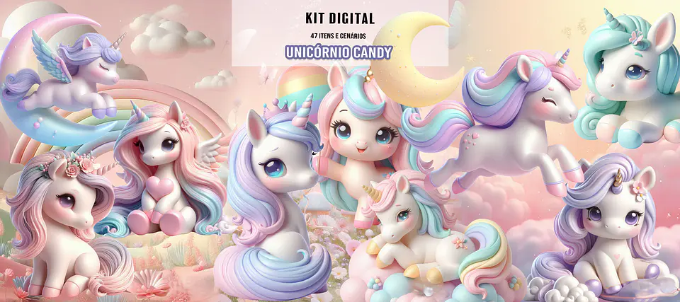 Kit Digital Unicornio Candy 1