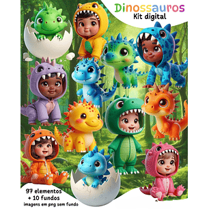 Kit Digital Dinossauros com Mascotes