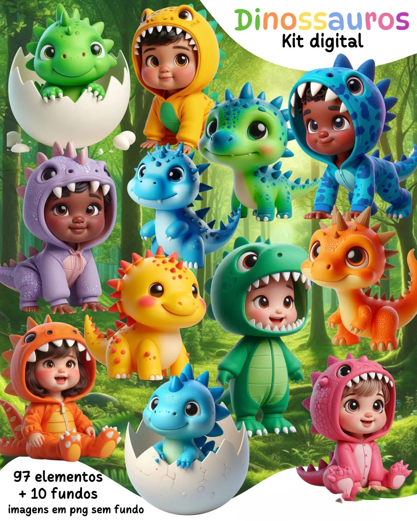 Kit Digital Dinossauros com Mascotes 1