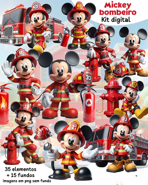 Kit Digital Mickey Bombeiro