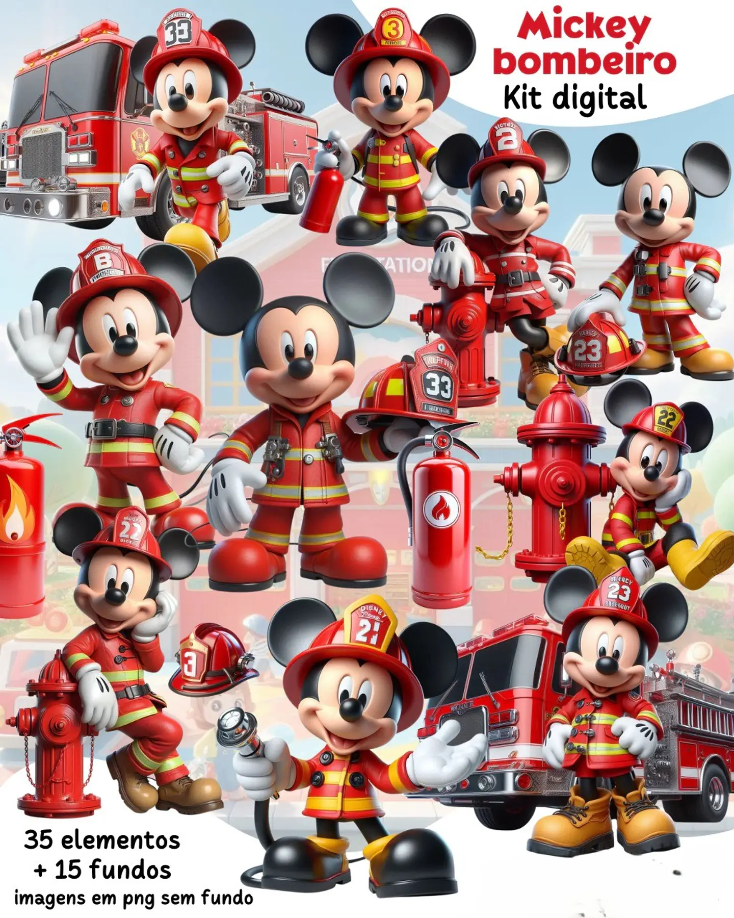 Kit Digital Mickey Bombeiro 1