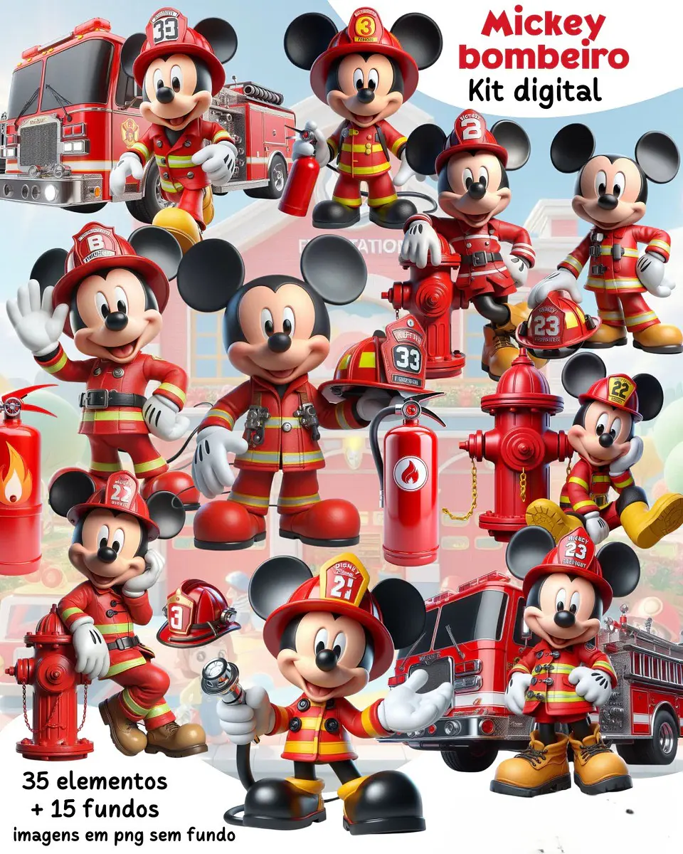 Kit Digital Mickey Bombeiro 1